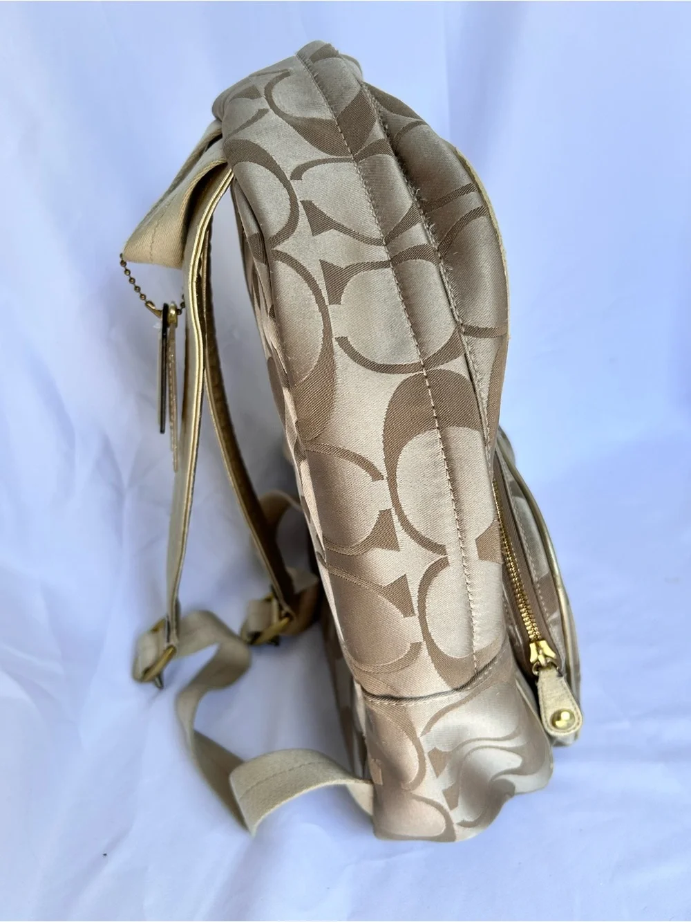 Coach Poppy Y2K Backpack Khaki Gold Signature C H1260-F20046